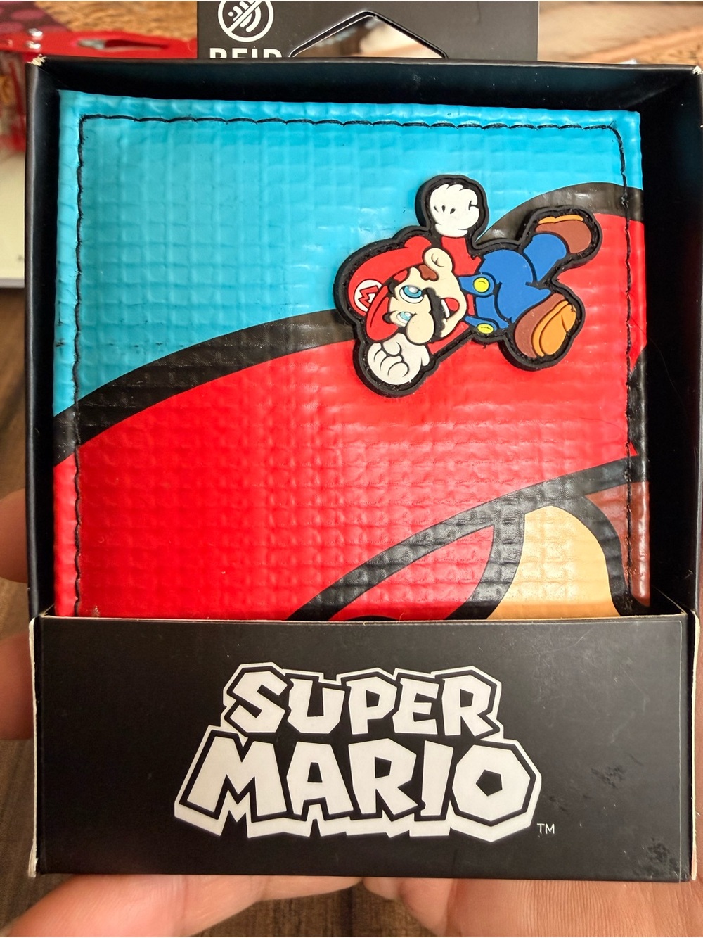 NIB Super Mario Brothers Mario Bifold Wallet RFID Super Colorful Nintendo